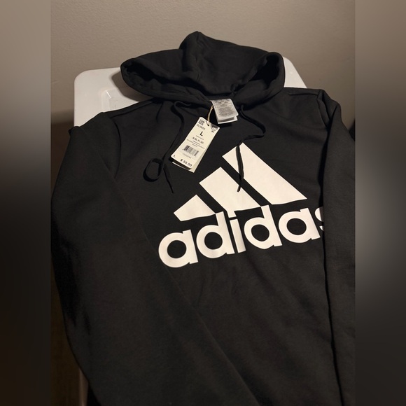 Adidas Men's Black and White Logo Hoodie - Picture 3 of 5